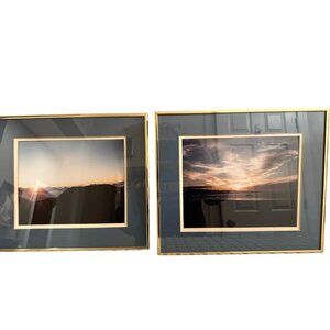 Framed Nautical Y2K Photography Prints With Gold-Toned Metal Frames & Blue Matte